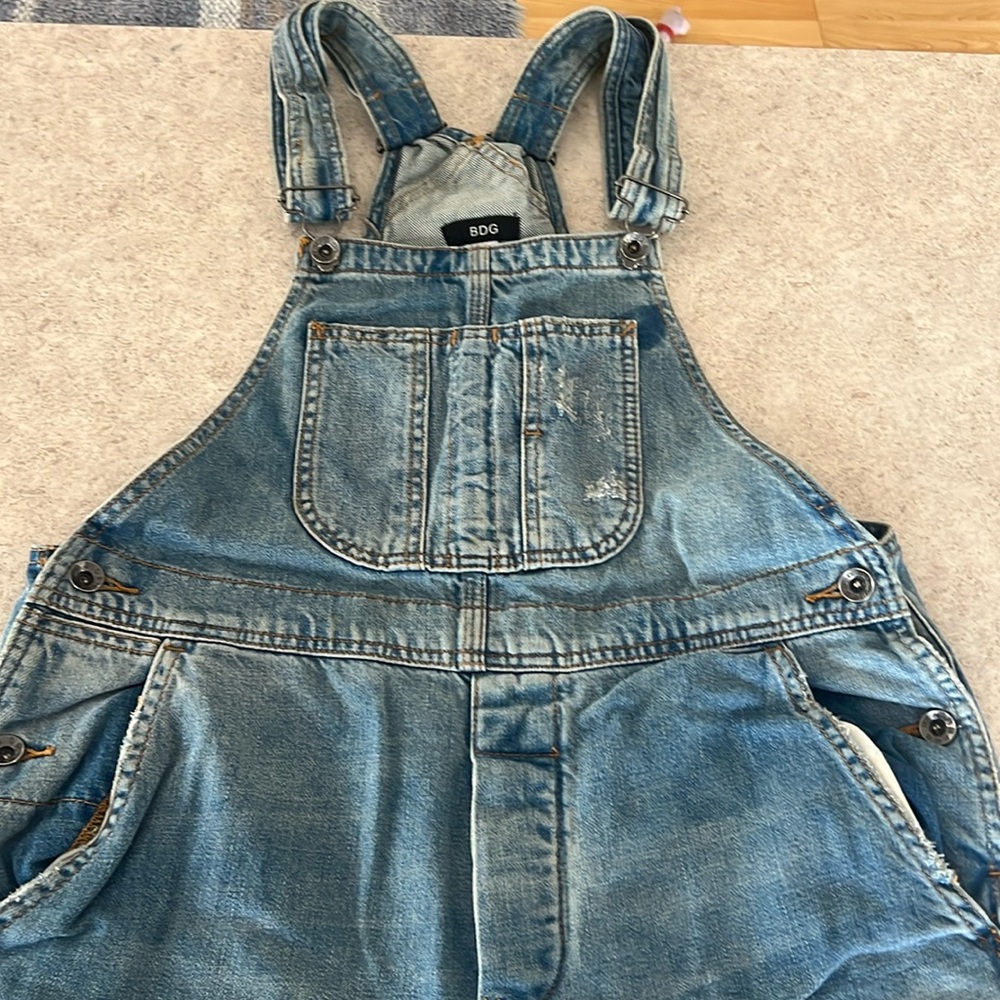 Slim leg ripped overalls